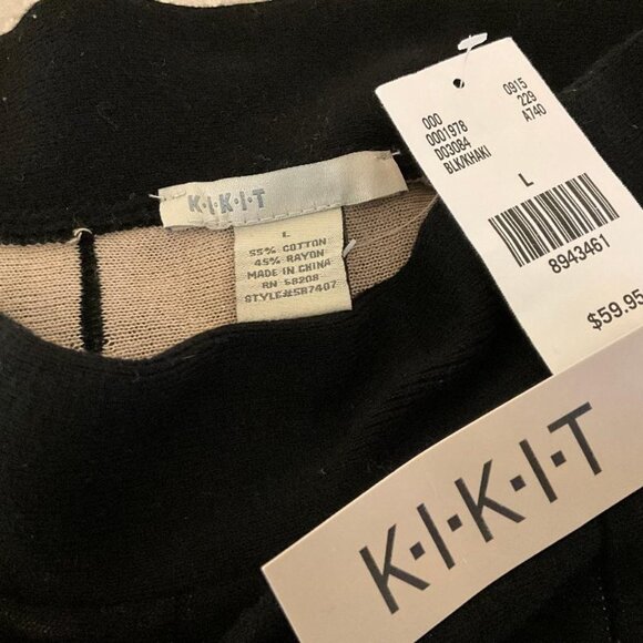 KIKIT Knit Midi circle skirt stretchy, softly-flared, optical pattern NWT Size L - Picture 3 of 4